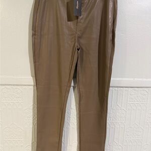 Shinestar Brown Faux Leather Slim Trousers